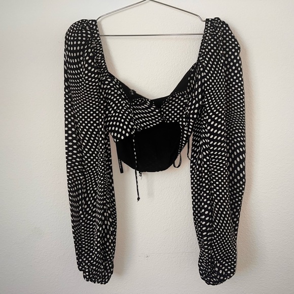 For Love And Lemons Kat Polka Dot Blouse Corset- Small - Picture 5 of 6